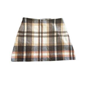 Brown and Cream A-Line Mini Skirt for Casual Wear